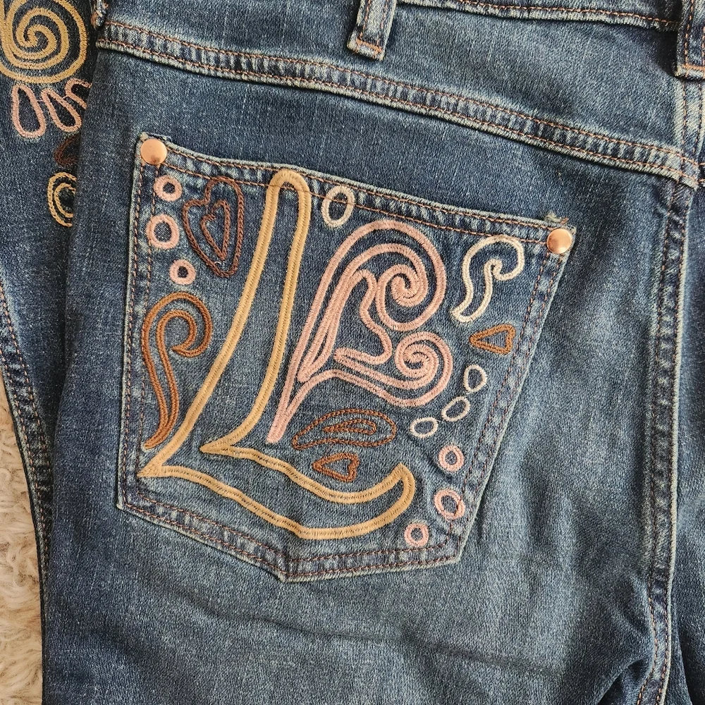 Free People Wrangler X Lainey‎ Wilson Wildflower Bell Bottom Jeans Women's